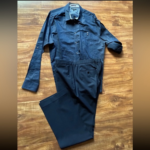 Theory Mens Navy Blue Flat Front Trouser Dressy Suit Pants Bottom Pockets Sz 40 - Picture 14 of 16